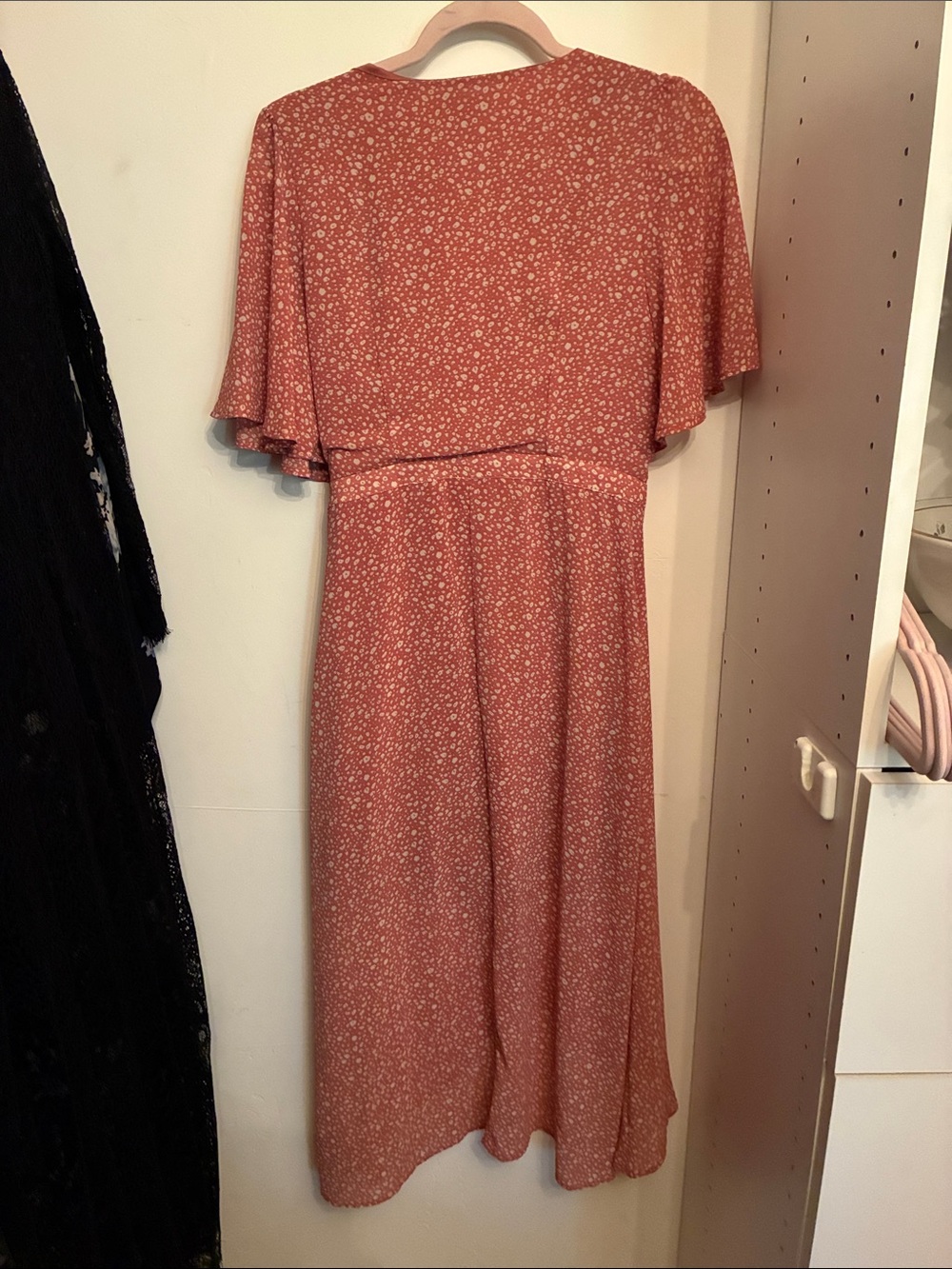 She + Sky Pink and White Floral Wrap Midi Dress - Picture 5 of 5